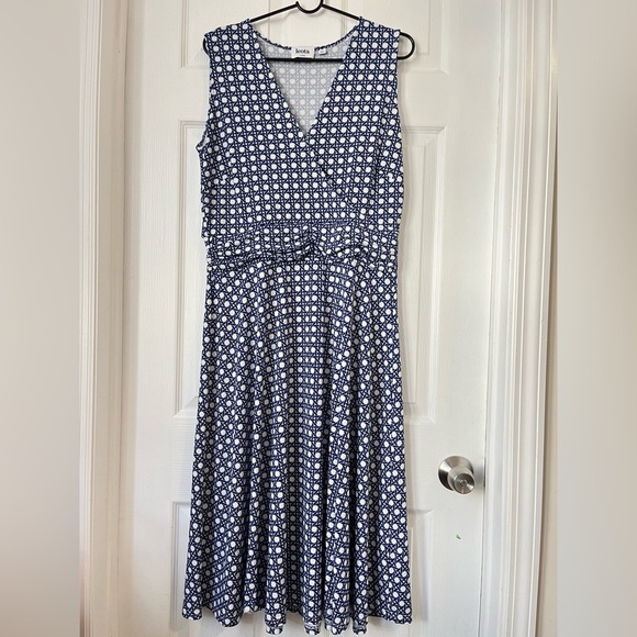 Leota Cindy Lattice Print Sleeveless Midi Dress Large - Picture 3 of 7